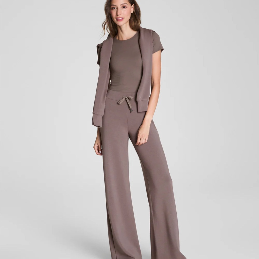 SPANX Air Essentials Wide Leg Pants in Smoke- S/P